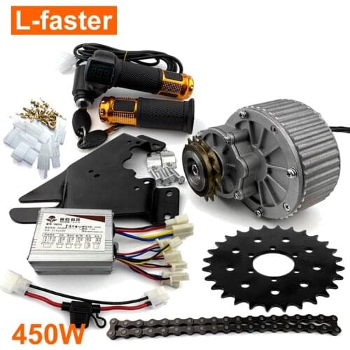 24V36V 450W Electric Bike Conversion Kit For Disc Brake Rotor Left Side Mounting Electric Bicycle Motor Kit With Throttle Handle