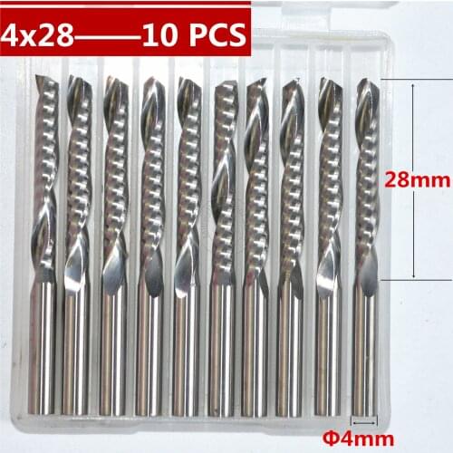 4mm*28mm-10PCS,CNC wood tools,solid carbide End Mill,woodworking insert router bit,Tungsten milling cutter,MDF,PVC,Acrylic