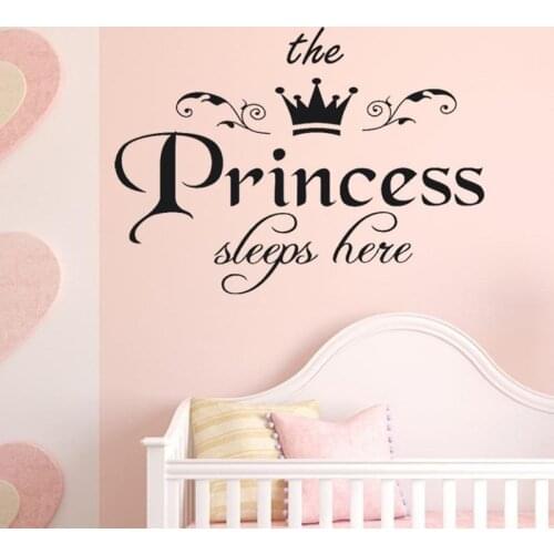 Crown Letter Girl Wall Stickers DIY Princess Mural Sticker for Kids Rooms Baby Room Dorm Decoration