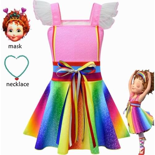 Halloween Costumes Nancy Fancy Dress For Girls Summer Kids Cosplay Party Outfits Rainbow Ribbon Tutu Dress Girls Dress Up Sets