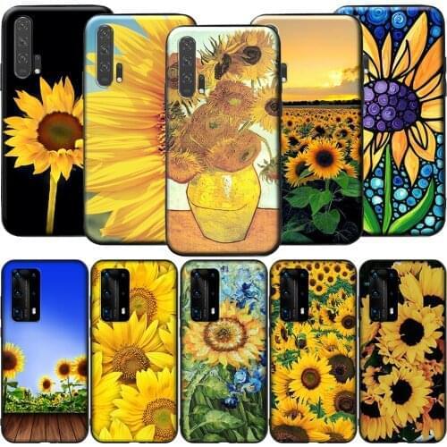 GX242 Summer Sunflower Floral Flower Silicone Case for Huawei P9 P10 P20 P30 P40 Y6 2018 Y7 Y9 Lite Pro Max Prime Mini