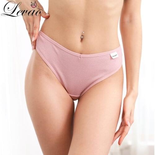 LEVAO Women Sexy Cotton Lingerie Female Thongs Sexy Underwear Low-Rise Seamless Solid Underpant Womens Panties Bikini Briefs