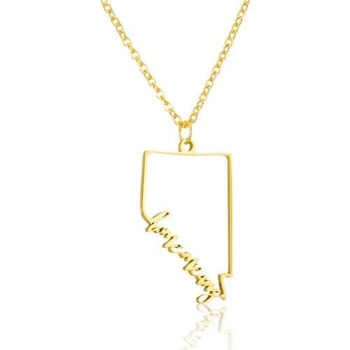 Men Women Nevada State Necklaces Pendants Charm Link Chain Stainless Steel Necklace Statement Fashion Jewelry Long Necklace Gift