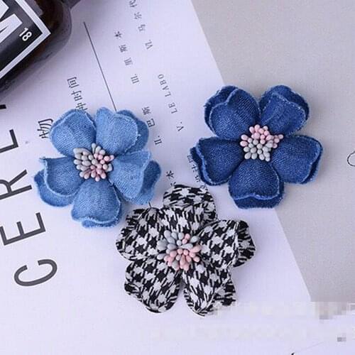 3Pcs Patches Flowers Applique Lace Trim Patch Fabric DIY Wedding Dress Flowers Hat Hair Clothes Applique Crafts Materials
