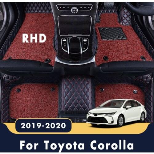 RHD Luxury Double Layer Wire Loop Car Floor Mats Carpets For Toyota Corolla E210 210 2020 2019 Auto Rugs Custom Protector Covers