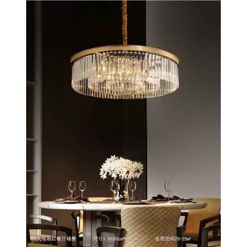Nordic light luxury living room chandelier bedroom dining room round crystal lamp creative copper lamps