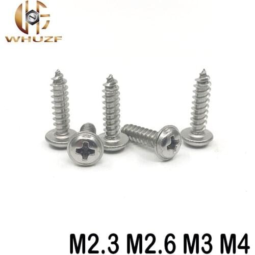 M2.3 M2.6 M3 M4 PWA plate with Nickel Cross Round Head Self Tapping Screw With Pad Pan Head Tapping Screws