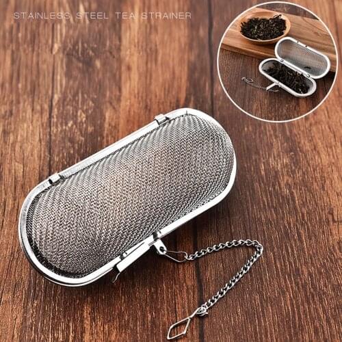 Portable Tea Strainer Tea Diffuser Stainless Steel Mesh Tea Leaves Infuser Extended Chain Hook Spices Seasonings Filter