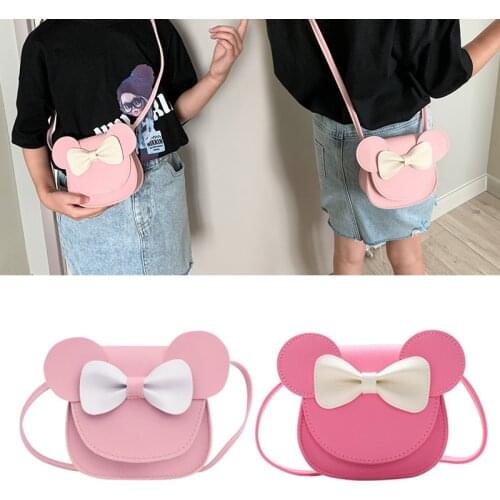 Baby Girl Cute Mouse Ear Bow Bags Mini Messenr Shoulder Bag New Fashion Cartoon Children Crossbody Purse Kids Gift Bags