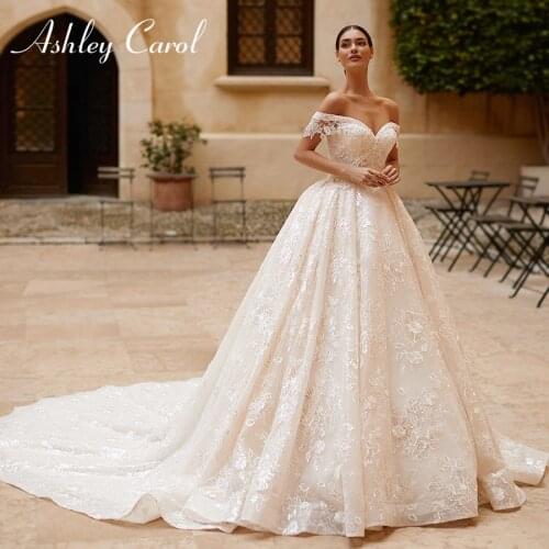 Ashley Carol Princess Wedding Dress 2020 Luxury Beaded Sweetheart Lace Appliques Cathedral A-Line Bridal Gown Vestidos De Novia