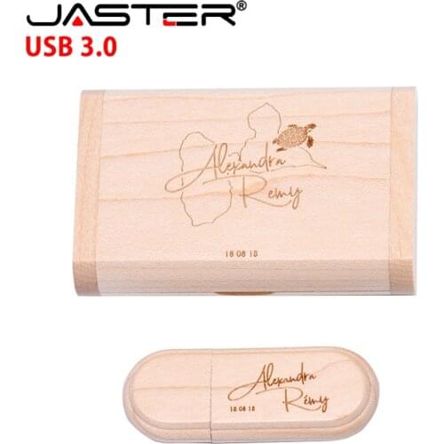 Free Custom LOGO Wooden Oval USB 3.0 Flash Drive 4GB 8GB 16GB 32GB 64GB 128GB Real Capacity Photography Gifts Box Memory Stick