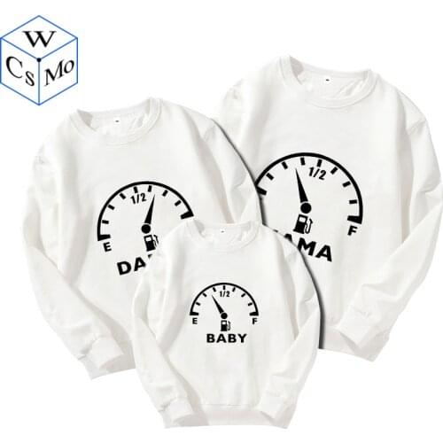 Fuel Meter Daddy Mama Baby Sweatshirts Cotton Family Match Outfits Pullovers Sweatshirt Mother Father & Kid Outwears Tops Funny