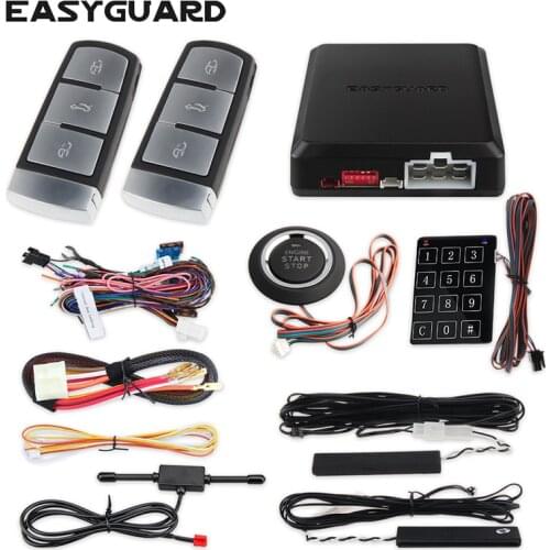 Easyguard Universal Auto Car Alarm System Remote Engine Start Stop Push Button Start Touch Password Entry Window Roll Up