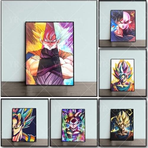 Japanese Anime Dragon Ball Poster Goku Vegeta Cartoon Character Canvas Painting Child Bedroom Mural Art Picture Home Decoration
