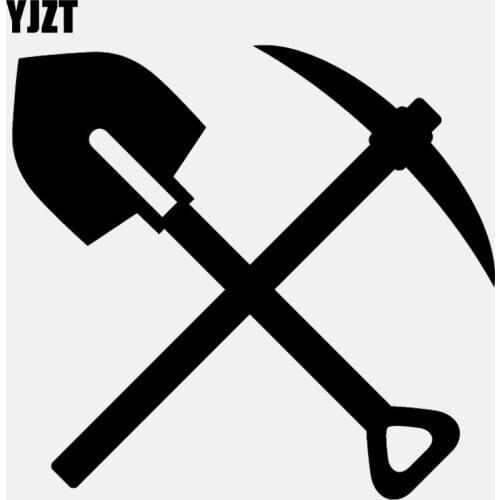 YJZT 12.3CM*11.7CM Cartoon Miners Tools Decal Vinly Black/Silver Car Sticker C22-0514