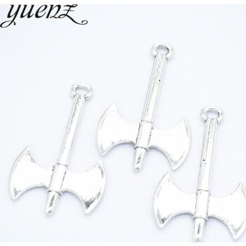 YuenZ 7 pcs Antique silver color ax charms metal pendant for jewelry making 40*25mm M32