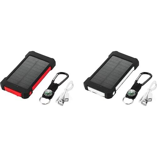 Solar Charger 2000MAh, Fast Charging Solar Battery Portable Mobile Charger with 2 USB Ports