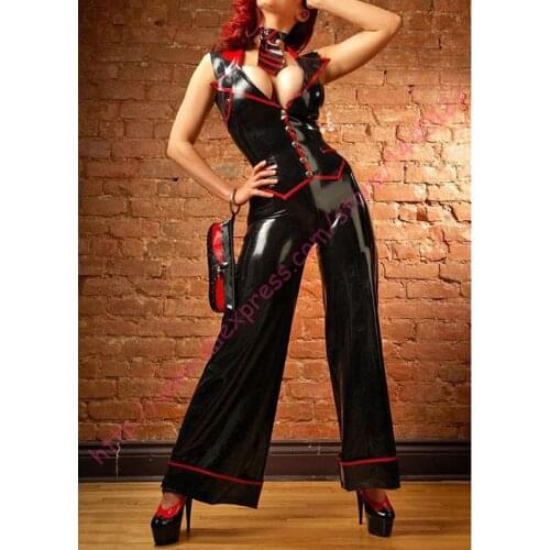 Women Wet look sexy fetish latex catsuit (tops and pants)for women plus size Hot sale Customize Service