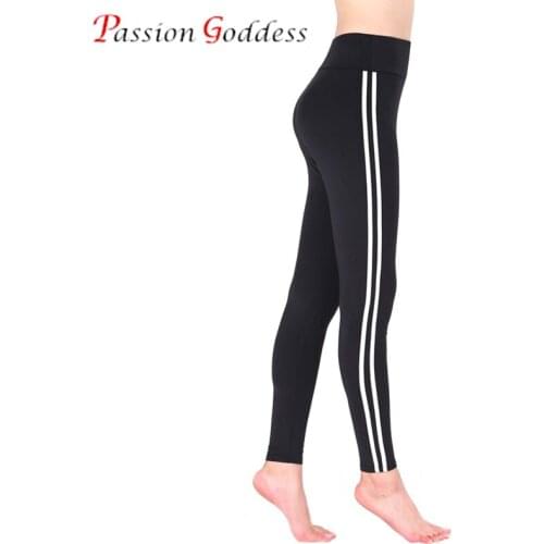 2020 Plus Size Women Skinny Casual Leggings High Waist Stretch Stripe Fitness Yoga Pants Trousers For Women Sexy Silm Legins
