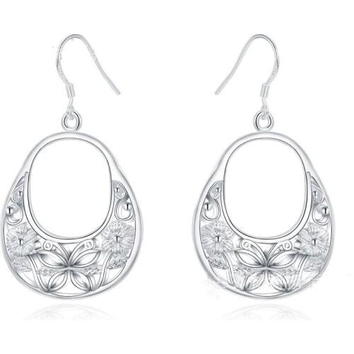 925 sterling silver fashion atmosphere vintage flower lady earring butterfly earring party wedding gift jewelry