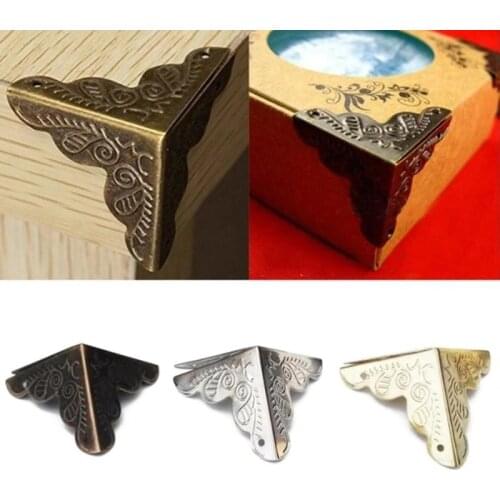 10pcs Antique Furniture Metal Carved Craft Antique Bronze Box Cornaer Wooden Case Furniture Corner Protector Decorative Corner