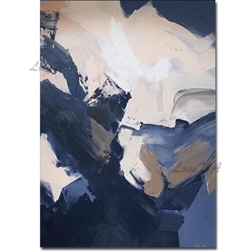 100% Hand-painted Dark Color Abstract Oil Painting Simple Textured Paintings Wall Decorative Canvas Picture Artwork