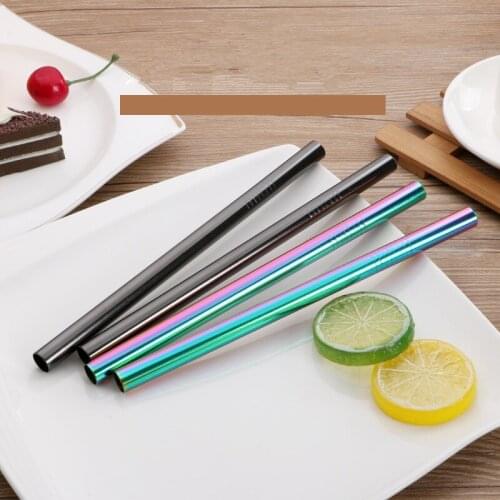 100pcs Food Grade 304 Stainless Steel Straight Drinking Straws Reusable Metal Smoothie Straws 12mmx215mm