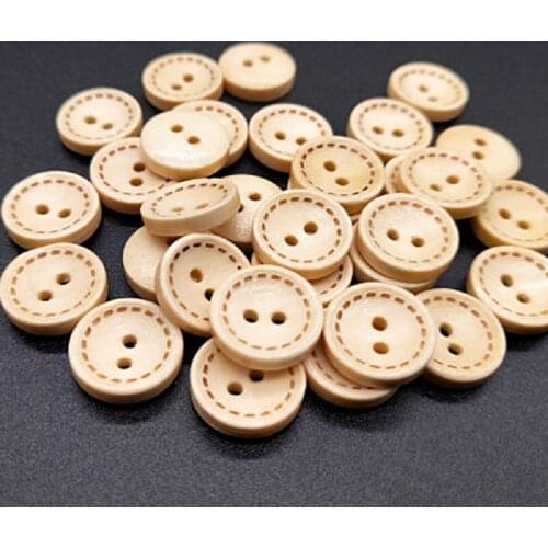 13mm 15mm 2 Hold Wood Buttons for Crafts Wood Sewing Button for Clothing Sewing Accessories 25/50/100pcs