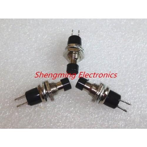 20PCS PBS-110 AC 250V 1A 2 Pin SPST Off/(On) NO Normally Open Mini Momentary Spring Return Push Button Switches Black Head