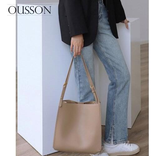 2021 New Design Leather Large Capacity Bucket Bag Fashion Messenger Bag Multifunctional Tote Bag For Women
