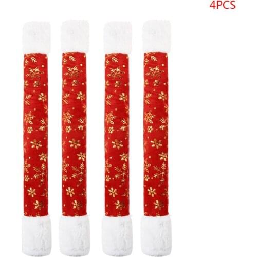 4pcs Gloden Snowflake Christmas Refrigerator Door Handle Cover Xmas Decoration