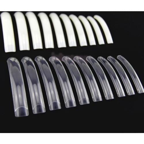 5 Pair Extra Long Plastic French False Nail Art Care Salon Tips Nature and Clear