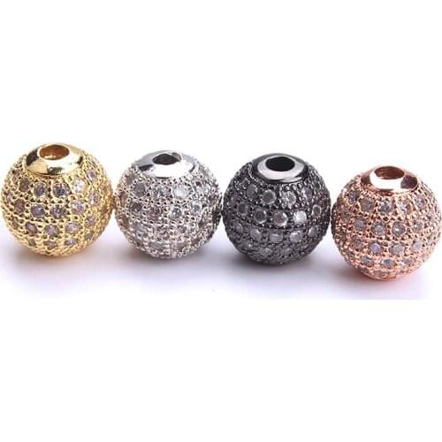 9*10 mm Copper Ball Cubic Zirconia Bead Jewelry Components Micro Pave CZ Spacer Round Beads DIY Jewelry Bracelet Accessories