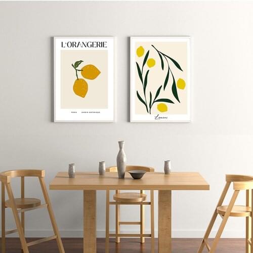 Abstract Orange and Lemon Poster Canvas Painting,Botanical Exhibition Wall Picture,Scandinavian Prints,Modern Home Decor