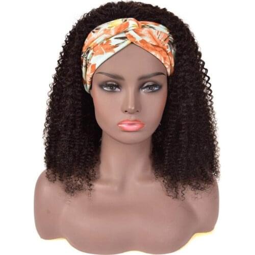 Afro Kinky Curly Headband Human Hair Wig For Black Women Curly Wigs With Headband Random Gift Full Machine Remy Glueless