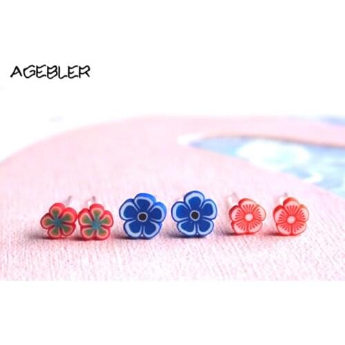 AGEBLER Fashion Personality Earring Cute Lovely Flower Stud Earring for Women Girls Handmade Kids Jewelry Accessories P27