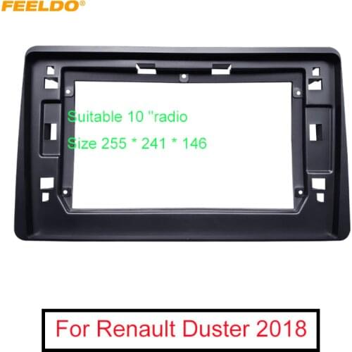 FEELDO Car Stereo 10" Big Screen 2Din Fascia Frame For Renault Duster 2018 Audio Dash Fitting Panel Frame Kit