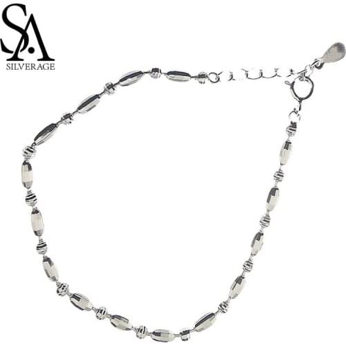 SA SILVERAGE S925 Sterling Silver Sparkling Bracelet Series Korean Simple Flash Cut Olive Pearl Jewelry Wholesale Luxury Jewelry