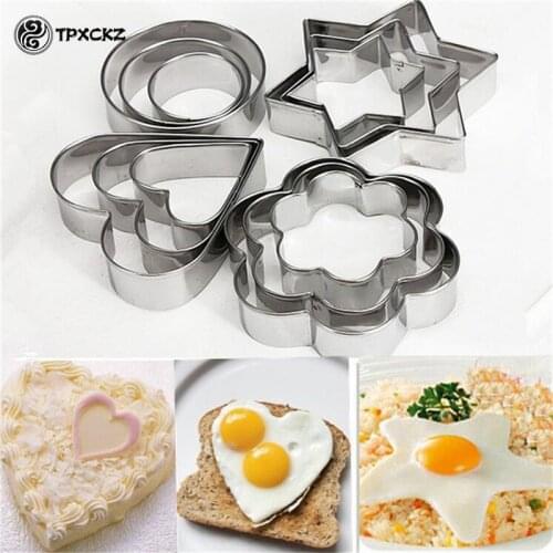 12pcs/set Stainless Steel Cookie Biscuit DIY Mold Star Heart Round Flower Shape Cutter Baking Mould Tools