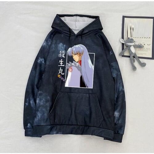Hot Anime Hoodie InuYasha Sesshomaru Tie-dye Pullovers Tops
