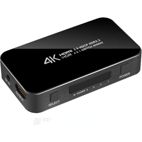HDMI-compatible Splitter 4 Input 1 Output HDMI-compatible Switch HDR for HDTV 4K with Audio Extractor 3.5mm ARC Switcher Adapter