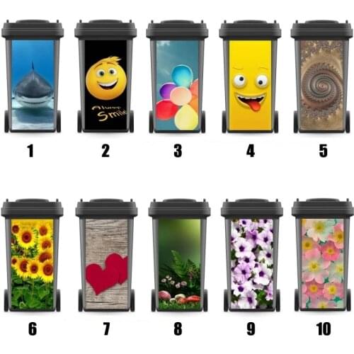 Wholesales Hot Modern Festival Adhesive Removable Waterproof Sticker Decals Rubbish bin Sticker Wall Stickers 120liter 240liter