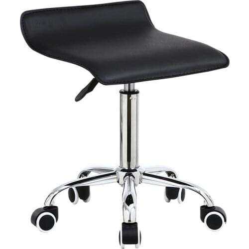 KKTONER Square Height Adjustable Rolling Stool with Low Back Rest PU Leather Salon Tattoo Work Swivel Stools Task Chair (Black)
