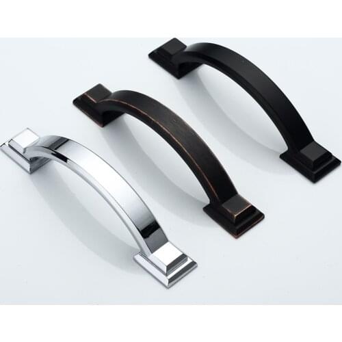 Metal Furniture Drawer Door Pull Handle Wardrobe Kitchen Cupboard Bridge C Type Cabinet Metal Zinc Dresser Closet Hardware Knob