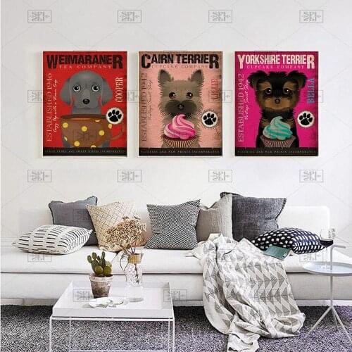 Wall Pictures Pug Dachshund Boxer Dog Cute Poster Pet Animasl Wall Painting Home Decor Canvas Prints Living Room Decoration