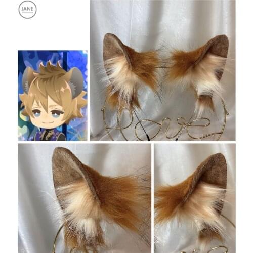 New Hand Made Twisted-Wonderland Ruggie Cosplay Lion Ears Hairhoop Hairbands Headwear For Girl Female Game Party Costume