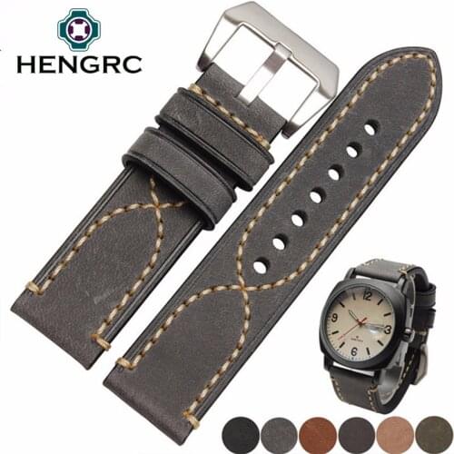 Wholesale 10pcs/Set Italy Genuine Leather Watch Band Strap Cowhide Thick Watchband Belt 20 22 24mm Bracelet Buckle For Panerai