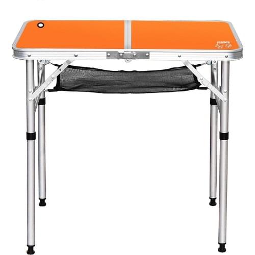 Outdoor Aluminum Alloy Folding Portable Table Camping Explore Fishing Equipment Two Kinds Of Height Adjustable With Light Pole