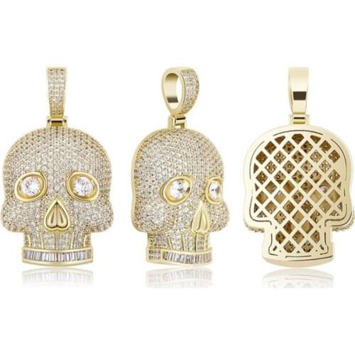 New Hip Hop Skull Pendant Necklace High Quality Cubic Zirconia Chain Jewelry