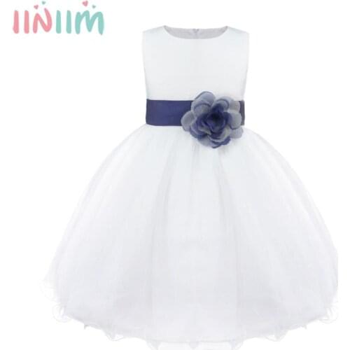 Iiniim Flower Dress for Children Toddler Girls Dress Elegant Dress Pageant Vestidos Wedding Tulle Formal Costume Party Dress